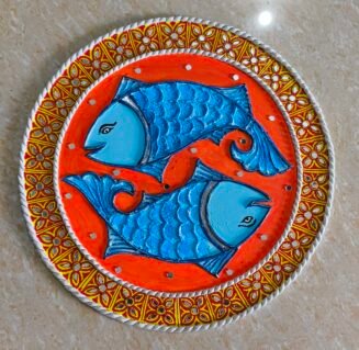 12x12 inch unframed Fish Lippan Art on MDF