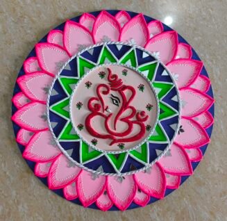 Ganesh circular lippan art